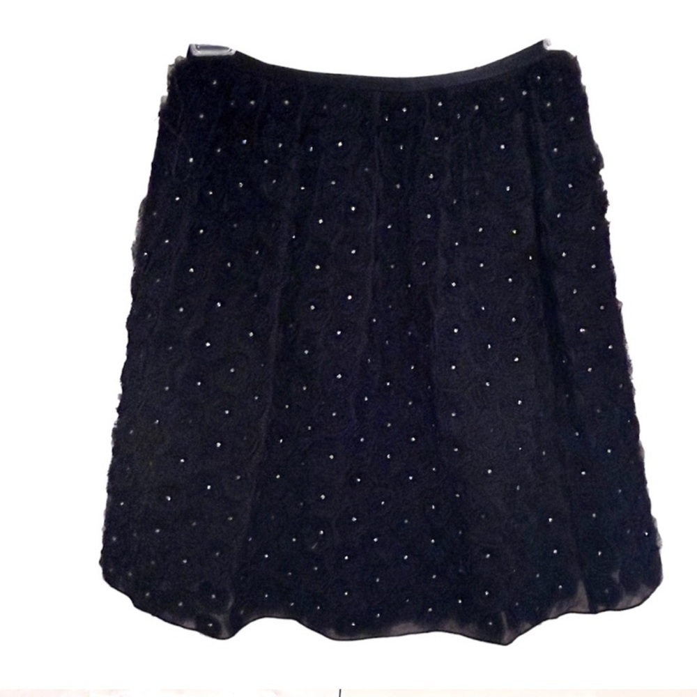 Robbi & Nikki silk roses and diamonds  black Mini skirt Designer, Art